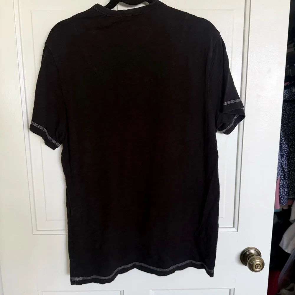 GUESS Black Short Sleeve Henley Shirt - Picture 4 of 4